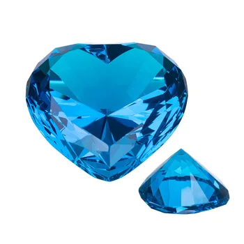 90mm Spalvinga Širdies Formos Kristalų, Stiklo Diamond Stiklo Amatų Fengshui Prespapjė Namų Vestuvių Puošimas Ornamentais Gimtadienio Dovana