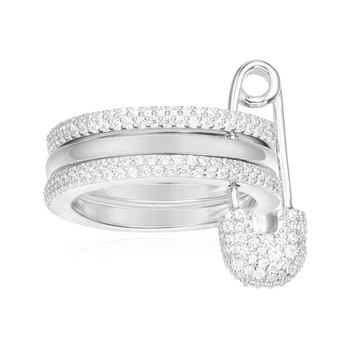 925 sterlingas sidabro Klasikinis pin įrašą žiedas paprasta išimti ir išskalbti tris ratas rodomuoju pirštu moterų deimantiniai žiedai moterims