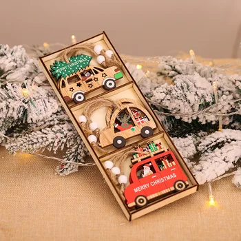 9PCS Kalėdų Mediniai Pakabukai Kalėdų Medžio Apdaila Kalėdos Naujųjų Metų Vaikams Dovanų Automobilių Spragtukas 