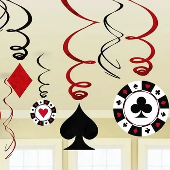 9pcs/set Folija Kazino Kabinti Sukama Apdailos Pokerio Swirls Pokerio Kortelės Alisa Stebuklų Magija Gudrybės Gimtadienio Decortion