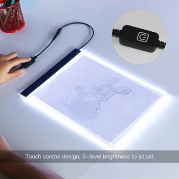 A4 Ultra-plonas LED Sekimo šviesdėžės USB Powered Šviesos Padas Stalo su Dimeris 3 Lygis, Reguliuojamas Ryškumas Menininkų Piešimo