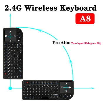 A8 mini klaviatūra, Belaidžio Projekcija ispanų rusų klaviatūros Nešiojamų kompiuterių Telefonas, Nešiojamas Oro Pelės Lazerio Pen funkcija
