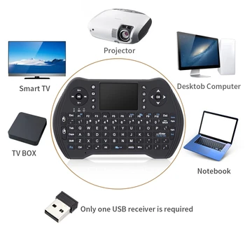 ABS 2.4 GHz Mini Belaidė Klaviatūra Stabili Dėžė su Touchpad Parama Multi-Pirštu Liesti, skirtos Android TV Box PC Nešiojamas kompiuteris