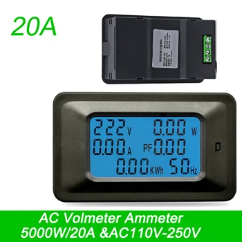 AC 22000W 250V 100A Skaitmeninis Įtampos Metrų Elektros Energijos Voltmeter Ammeter Indikatorius Srovė Amperais Volt Wattmeter Testeris Detektorius