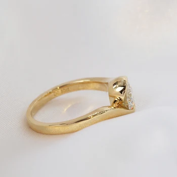 AEAW Kietas 14 KARATŲ Geltonasis Balto Aukso 0.5 Moissanite Turas Supjaustyti Vestuvinis Žiedas ir Vestuvių Vestuvių Papuošalai Skanėstas Moterų Piršto Žiedą