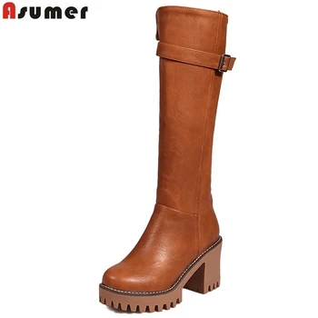 ASUMER didelis dydis 34-43 rudens-žiemos batai moterims, suapvalinti tne zip platformos, aukštakulniai bateliai skersai kelio auliniai batai moterims 2020 naujas