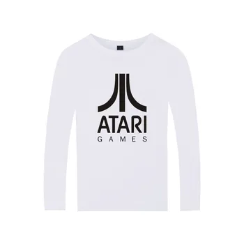 ATARI Logotipas Atari Spausdinti Long Sleeve T-shirt Arcade entuziastai Atari Žaidimai, Negabaritinių Ilgai Marškinėliai Vyrams Pavasarį Medvilnės Tees