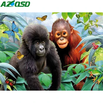 AZQSD Beždžionės Deimantą Tapybos kvadratiniu Cirkonio 5d 