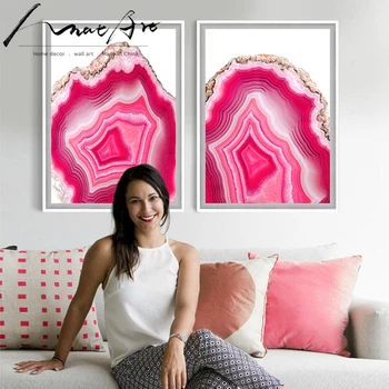 Abstrakti Tapyba Plakatas šiuolaikinės šiaurės šalių namų apdailos drobė sienos meno Rožinės spalvos Agatas, Perlas Marmuro nuotraukas kambarį karšto parduoti