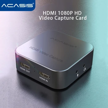 Acasis USB 3.0 4K 1080P 60fps Video Capture Card HDMI PS4/switch/NS/xbox/fotoaparatas Paramos Mic Mikrofonas PC Live Transliacijos