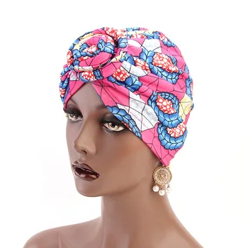 Afrikos Modelio Gėlių Spausdinti Turbaną Moterų Hijabs Skrybėlę Musulmonų Skarelė Headwrap Medvilnės Minkštas variklio Dangtis, Plaukų Aksesuarai, Didmeninė