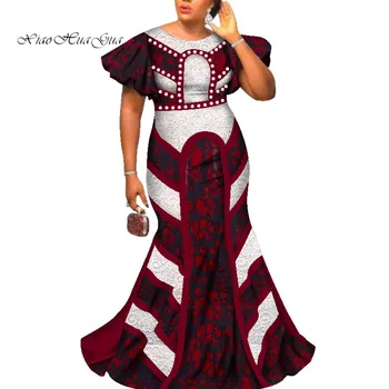 Afrikos Vestuvių Suknelė heidi bazin Riche Femme, Mados Afrikos Ilgos Suknelės Moterims, O-kaklo Drugelio Rankovės Šalis Suknelė WY2586
