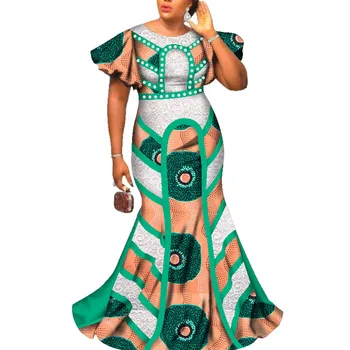 Afrikos Vestuvių Suknelė heidi bazin Riche Femme, Mados Afrikos Ilgos Suknelės Moterims, O-kaklo Drugelio Rankovės Šalis Suknelė WY2586