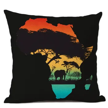 Afrikos meno pagalvėlė padengti, 45x45cm pagalvės, modelius, kurį sudaro puikūs peizažai ir žemėlapiai, apdaila, namų sofos, lovos