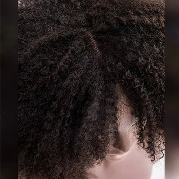 Afro Keistą Garbanotas Nėriniai Priekiniai Žmogaus Plaukų Perukai Su Kirpčiukais 250 Tankis Trumpas Bob Nėrinių Priekinės Perukas Moterys Juoda Remy Dolago Perukas