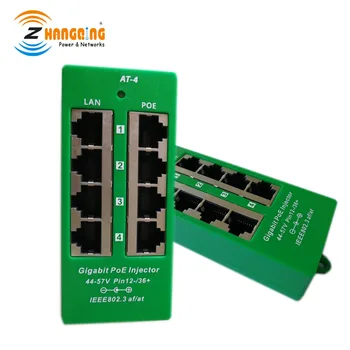 Aktyvus 4 Port Gigabit PoE Injector Derybų Power Over Ethernet PoE Pleistras Skydelis Su 48V 60W Maitinimo šaltinis