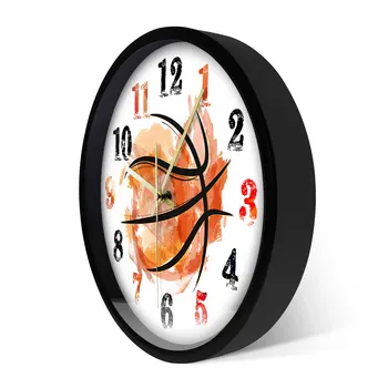 Akvarelės Meno Krepšinio Modernus Sieninis Laikrodis Šļakstēties Tapybos Kūrinys Krepšinio Sporto Dekoro Silent Laikrodžiai Berniukų Kambarys