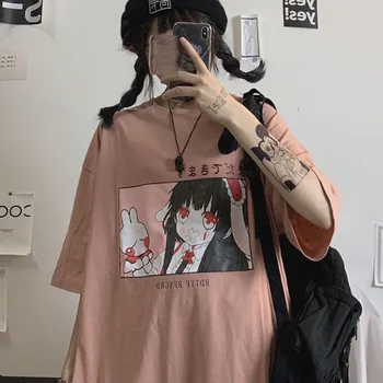Amino T-shirt Moterims, Vasaros, Rožinė T-shirt Juokinga Moteriška Harajuku Animacinių filmų kawaii Girl marškinėliai Hip-Hop ' Negabaritinių Marškinėlius Streetwear