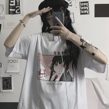 Amino T-shirt Moterims, Vasaros, Rožinė T-shirt Juokinga Moteriška Harajuku Animacinių filmų kawaii Girl marškinėliai Hip-Hop ' Negabaritinių Marškinėlius Streetwear