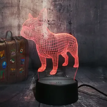 Amroe 3D LED Stalo Lempa prancūzų Buldogas Mielas Šuniukas RGB Naktį Šviesos USB Stalo Lempos Nuotolinio Valdymo Namų Decro Kalėdų žaislus Vaikams