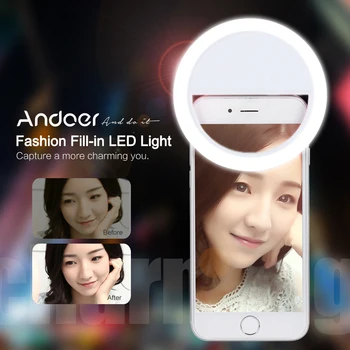 Andoer Nešiojamų Clip-on Selfie Žiedas Šviesos Mini 36 LED Lempos, blykstė, Telefonas Šviesos Selfie Šviesos 