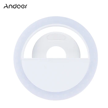 Andoer Nešiojamų Clip-on Selfie Žiedas Šviesos Mini 36 LED Lempos, blykstė, Telefonas Šviesos Selfie Šviesos 