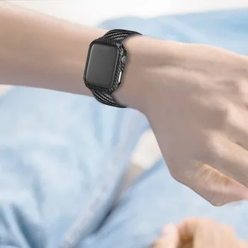 Anglies pluošto Atveju+Diržu, Apple watch band 5 4 3 44mm 40mm iWatch juosta 42mm/38mm watchband Apyrankė 