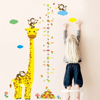 Animacinių Filmų Žirafa Sienų Lipdukai Vaikų Kambario Namų Puošybai Kiaulė, Beždžionė Pelėda Gyvūnų Augimo Diagramos Jam Prilygintą Išsilavinimą Meno Aukštis Priemonė, Sienų Lipdukai