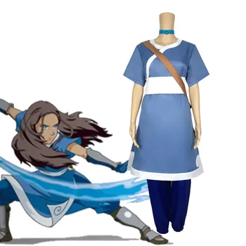 Anime Cosplay Animacinių Filmų Avatar: The Last Airbender Katara Kostiumas Moterims Aang Pilnas Komplektas Rodikliai Rodo, Vaidmuo Žaisti Išgalvotas Šalis