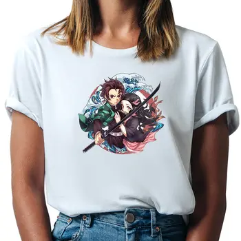 Anime Demon Slayer Marškinėliai Naujas Moterų Harajuku Marškinėlius 2020 Grafinis Karšto Streetwear Demon Slayer Merginos Vatos Pagaliukai Tees