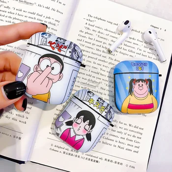 Anime Doraemon mašina Cat ausinės atveju AirPods 1 2 pro įkrovimo lauke Minkšto silikono Belaidžio 