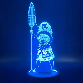 Anime Moana Naktį LED RGB Šviesos Reguliuoti Ryškumą naktinė lempa Lempa Šalies Namų Dekoro Miniatiūros Kalėdų Dovanos Vandenyno Romantika