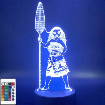 Anime Moana Naktį LED RGB Šviesos Reguliuoti Ryškumą naktinė lempa Lempa Šalies Namų Dekoro Miniatiūros Kalėdų Dovanos Vandenyno Romantika