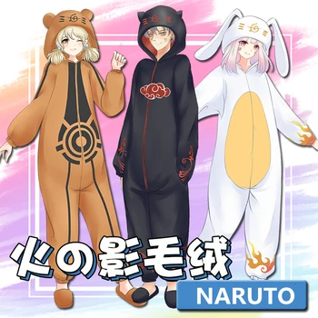 Anime Naruto Akatsuki Uchiha Itachi Cosplay Kostiumai, Konoha Kyuubi Medvilnės Jumpsuits Triušio Ausis Pižama, Chalatas Su Gobtuvu Kostiumas Naujas