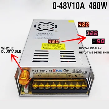 Ankang reguliuojamos DC įtampos reguliatorius skaitmeninis ekranas impulsinis maitinimo šaltinis 0-48V10A480W oro plius HJS-480-0-48