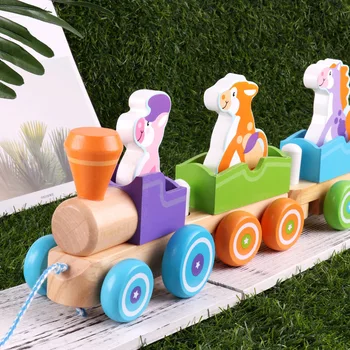 Ankstyvojo Ugdymo Nuimamas Kūrimo Bloką Žaislas Trijų skyrių Traukinio Sujungimas Asamblėjos Vaikų Vilkite ir Upuść Automobilių Švietimo Žaislas