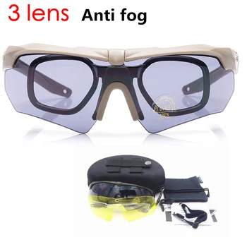 Anti-rūko 3 Objektyvo Dviračių akiniai Taktika akiniai Balistinių Karinės Sporto Vyrų Akiniai nuo saulės Armijos Kulka įrodymas, Akiniai fotografavimo