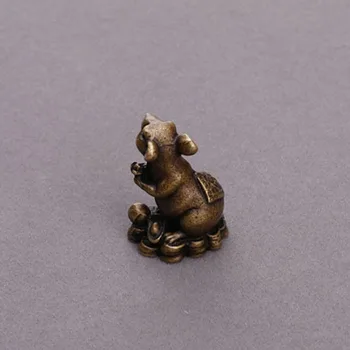 Antikvariniai Žalvaris Pasisekė Palaima Žiurkės Figūrėlės Papuošalai Kinų 12 Zodiako Pelės Namų Dekoravimo Talismanas Mielas Žiurkės Statula, Stalo Dekoras