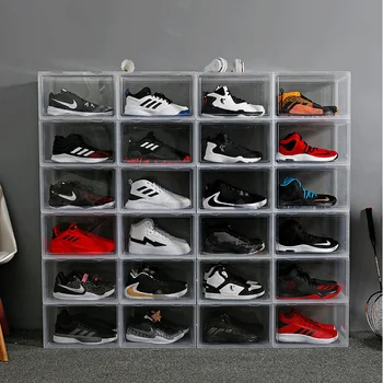 Apsauga nuo dulkių batų spintoje skaidrus, batų dėžės sneaker talpinimo krepšinio batų dėžės sneaker surinkimo ekranas kabineto batai