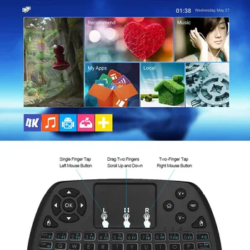 Apšvietimu 2,4 GHz Belaidė Klaviatūra, Touchpad Airmouse Nešiojamą Nuotolinio Valdymo 4 Spalvų Apšvietimas Android TV BOX 