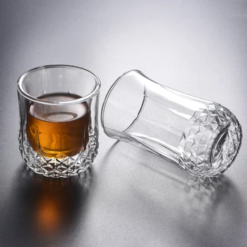 Atsparus Karščiui Dvigubos Sienelės Stiklo Taurės, Viskio Stiklinės Alaus Kavos Puodelio Kulka Vyno Taurė Kūrybos Alaus Kavos Puodelis Arbatos Stiklo Drinkware