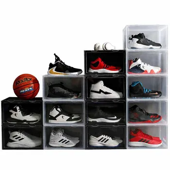 Atsparus dulkėms batų spintoje skaidrus, batų dėžės sneaker talpinimo krepšinio batų dėžės kabineto sneaker surinkimo ekranas kabinetas