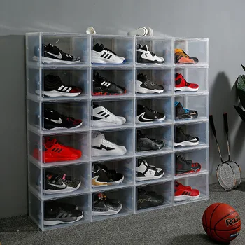 Atsparus dulkėms batų spintoje skaidrus, batų dėžės sneaker talpinimo krepšinio batų dėžės kabineto sneaker surinkimo ekranas kabinetas