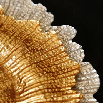 Aukso Stiklo Padėklai Europos Dekoratyvinės Šviesos Prabanga Apkalos Snaigės Formos Vaisių Užkandžiai, Desertas Plokštės, Virtuvėje Organizacija