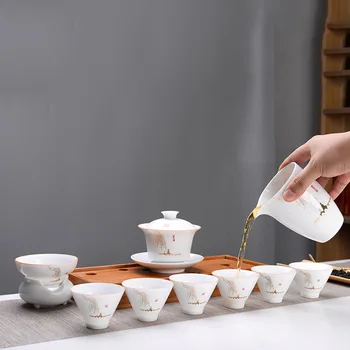 Aukštos kokybės balto porceliano Tikroji Taurė arbatinukas Rankomis Dažyti Arbatos gamintojas Kung Fu Arbatos puodelio Gongdao Puodelis Teaware 280ml