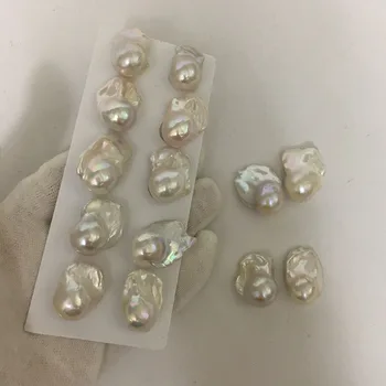Aukštos kokybės baroko perlų auskarai, suporuotas 2vnt/daug,keletą flaw14-16 mm, pobūdžio gėlo vandens baroko perlas.pusė skylę gręžti