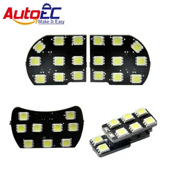 AutoEC 4pcs/set 12V LED Interjero skydelis Dome Žemėlapio Skaitymo Lemputės Veidrodėliai Žibintai Rinkinys Paketą 