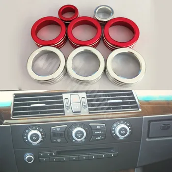 Automobilių konsolė oro kondicionavimo sistema garso valdymo mygtukas mygtukas žiedas dangčio rėmo lipdukas BMW 5 series E60