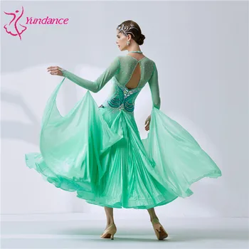 B-19527 Yundance naujas nacionalinis standartas šiuolaikinių sportinių šokių drabužiai, šokių suknelė su klostėmis pearl šilko