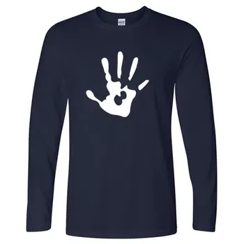 BAIJOE 2018 Naujų Rudens medvilnės vyras marškinėliai mados 5 pirštus spausdinimo vyrų T - shirt ilgas rankovėmis o-kaklo atsitiktinis kokybės viršūnes tees
